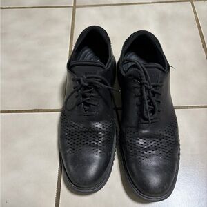 Cole Haan Black Perforated Leather Derby Shoes